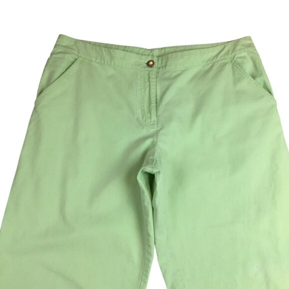 Eileen Fisher Womens Light Green Cotton Wide-Leg Pants Cropped Size L - Picture 2 of 10